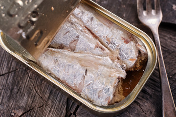 Close up of can of sardines
