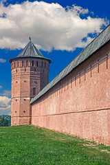 Fortress wall and tower. Spaso-Evfimiyev Monastery, city of Suzdal, Russia