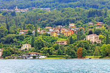 Fototapeta na wymiar View of Baveno and lake Maggiore Italy
