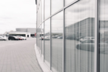 blurred photo of modern glass shopping mall