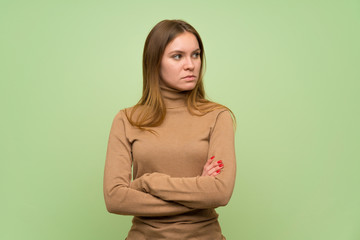 Young woman with turtleneck sweater portrait