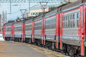 Electric train departures from the railway station