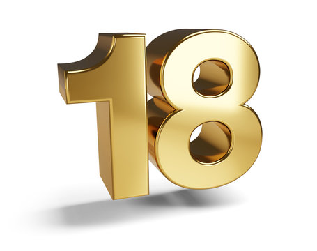 18 golden bold symbol 3d-illustration