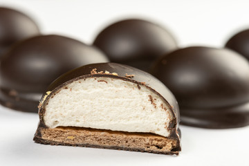 Munchmallow Chocolate Round Cookie Above White Background