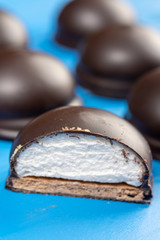 Chocolate Munchmallow Cookie with blurred background