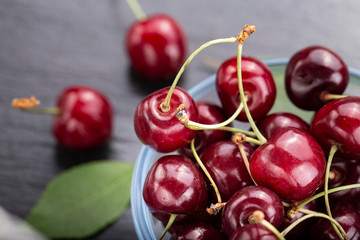 ripe sweet cherries on the table