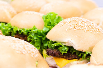 close up hamburger with meat and sauce