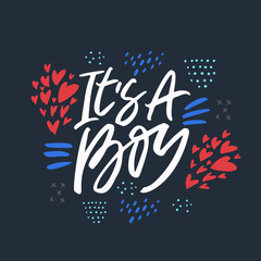 Its a boy flat vector lettering
