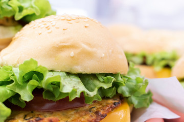 close up on healthy hamburger