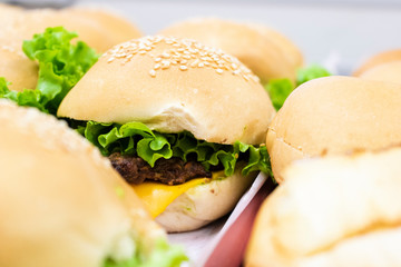 close up on simple burger
