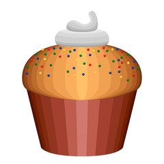 Muffin with chips and cream. Vector illustration edsign