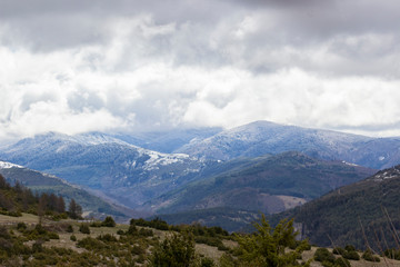 Fototapeta na wymiar Mont Aigoual dans les nuages et la neige