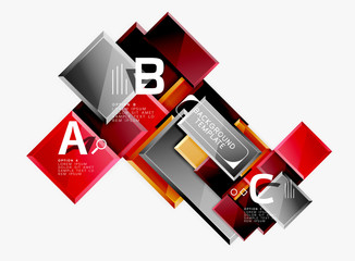 Geometrical design squares abstract banner, glossy shiny effects