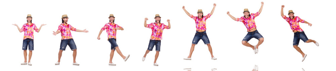 Fototapeta premium Funny tourist isolated on white