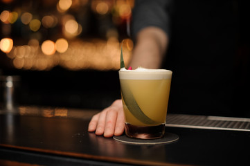Close-up of alcohol cocktail on the bar counter