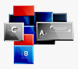 Geometrical design squares abstract banner, glossy shiny effects