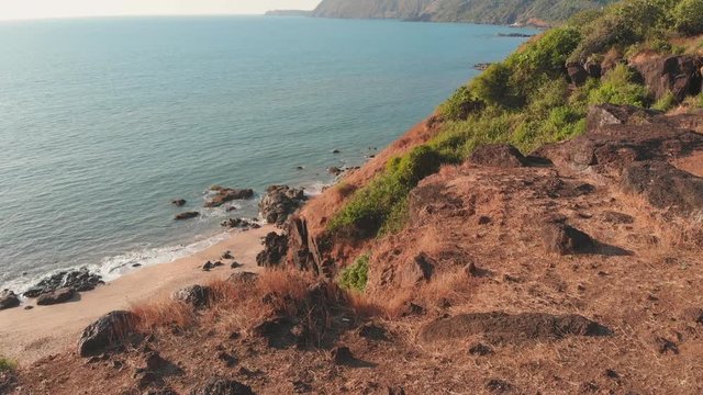 Aerial drone view Cola beach in the state of GOA in India.