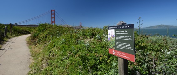 Impressions from surroundings of Golden Gate Bridge in San Francisco from May 2, 2017, California USA