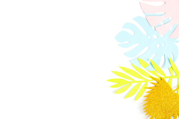 pattern of pink tropical palm leaves of monstera