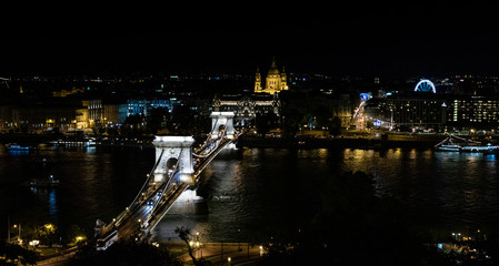 View of the Bridge of the Cadentas and the Cathedral from the viewpoint located in the Buda Castle, Budapest, Hungary