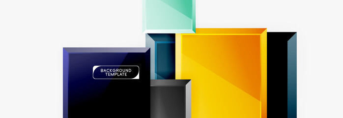 Geometrical design squares abstract banner, glossy shiny effects