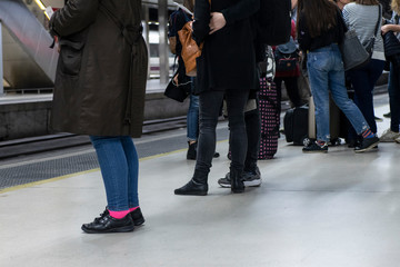 people waiting for the train