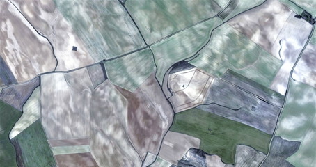 dawn in the fields,  abstract photography of the Spain, aerial view, representation of human labor...