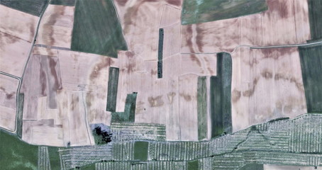 abstract photography of the Spain, aerial view, representation of human labor camps, abstract,...