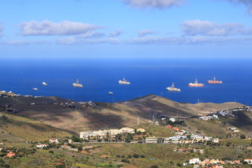 Ship to oil and gas drilling stay on port, Gran Canaria Island.
