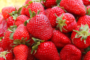 fresh strawberries on market