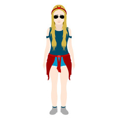 Isolated hipster girl with sunglasses. Vector illustration design
