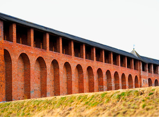 Fototapeta premium Castle walls in perspective architecture background
