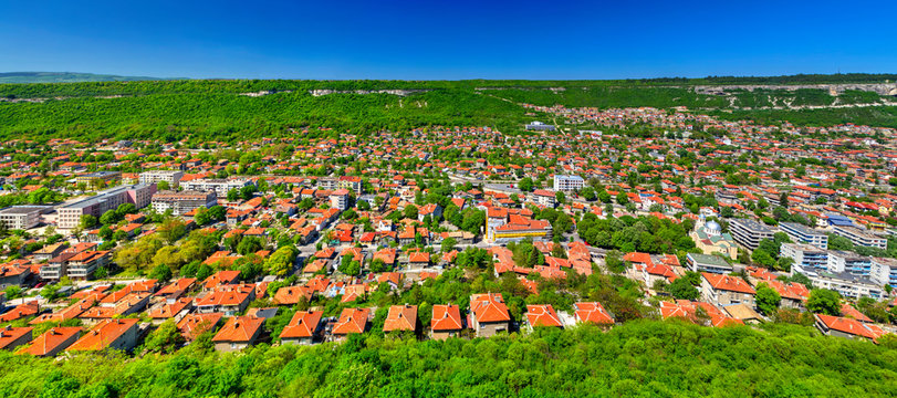 Beautiful landscape over Provadia town in Bulgaria - panoramic view