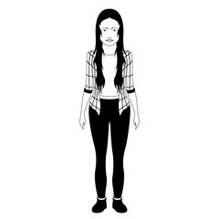 Isolated hipster girl image. Vector illustration design
