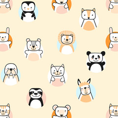 Set of cute animals. Cartoon characters. Vector.