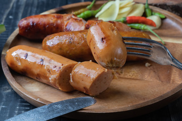 grilled Thai East sausage, Street food in Thailand