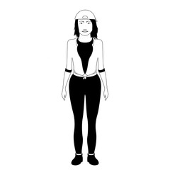 Isolated hipster girl with a hat. Vector illustration design