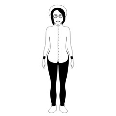 Isolated hipster girl with glasses and a hat. Vector illustration design