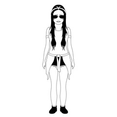 Isolated hipster girl with sunglasses. Vector illustration design