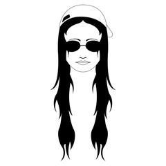 Hipster girl avatar with a hat and sunglasses. Vector illustration design