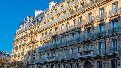 Paris, beautiful building in the center, typical parisian street