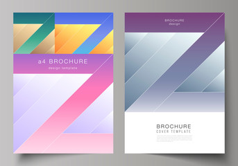 Naklejka premium The vector illustration of editable layout of A4 format modern cover mockups design templates for brochure, magazine, flyer, booklet, annual report. Creative modern cover concept, colorful background.