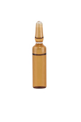 Glass medical ampoule with solution isolated on white background