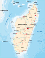 Republic of Madagascar road vector map
