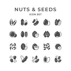 Set icons of nuts and seeds