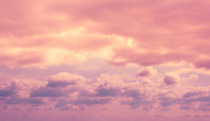 Colorful dramatic lilac sky and ultra violet clouds - nature background with space for copy.