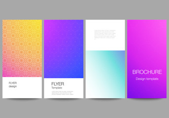 The minimalistic vector illustration of the editable layout of flyer, banner design templates. Abstract geometric pattern with colorful gradient business background.