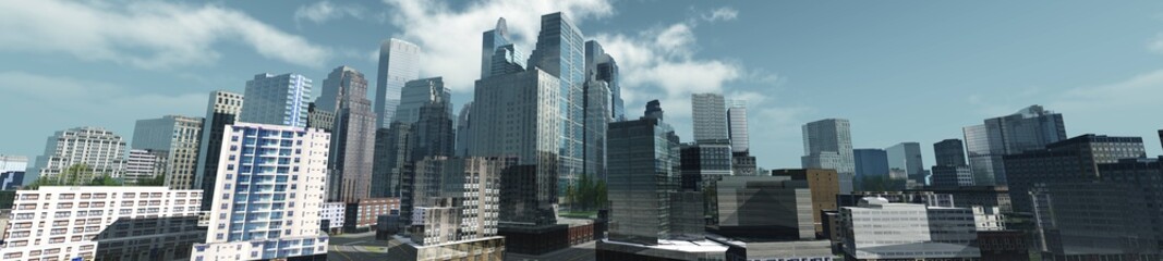 Fototapeta premium Beautiful view of the skyscrapers, modern city landscape, 3d rendering