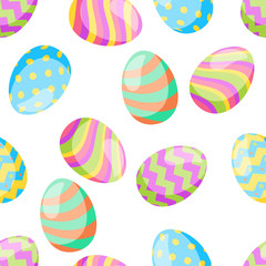 Fototapeta na wymiar Happy Easter card. Set of cute Easter eggs with different texture on a white background. Spring holiday. Vector Illustration.Happy easter eggs