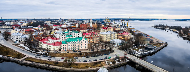 View of the Vyborg from the St. Olaf tower of Vyborg Castle. Russia